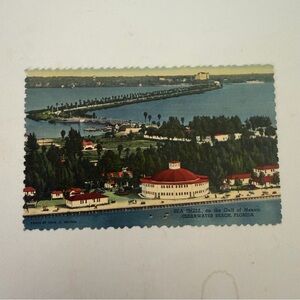 Sea Shell on the Gulf of Mexico, Clearwater Beach, Florida, Vtg Linen Postcard